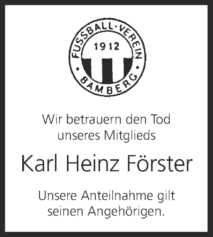  Traueranzeige für Karl Heinz Förster vom 27.01.2026 aus MGO