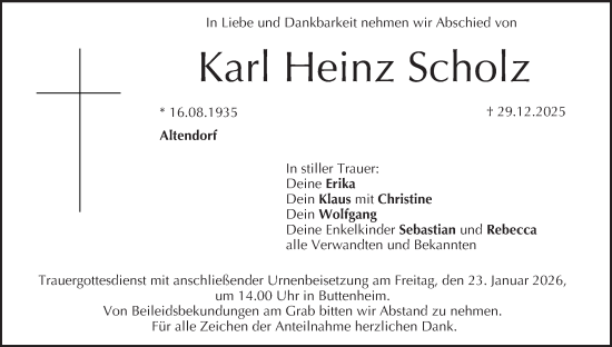 Anzeige von Karl Heinz Scholz von MGO