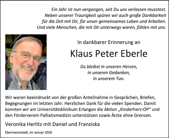 Anzeige von Klaus Peter Eberle von MGO