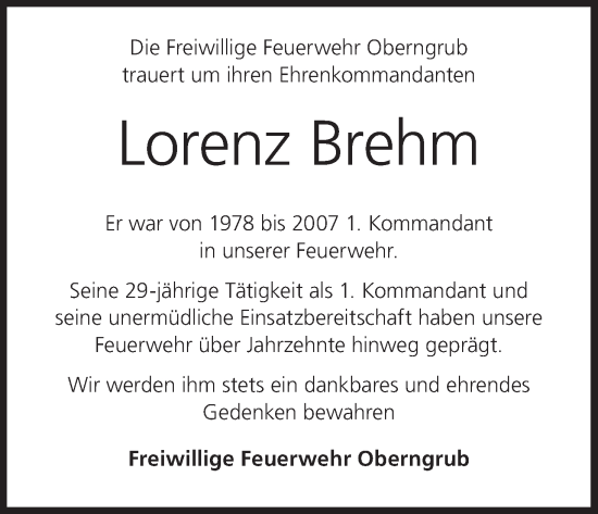 Anzeige von Lorenz Brehm von MGO