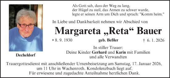 Anzeige von Margareta Bauer von MGO