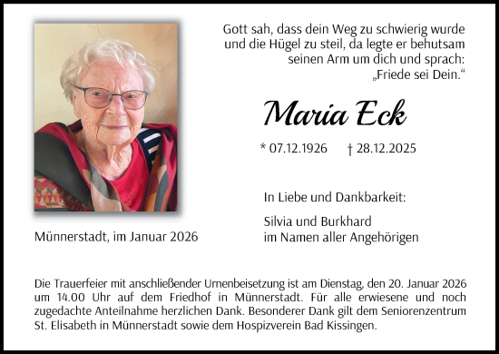 Anzeige von Maria Eck von MGO