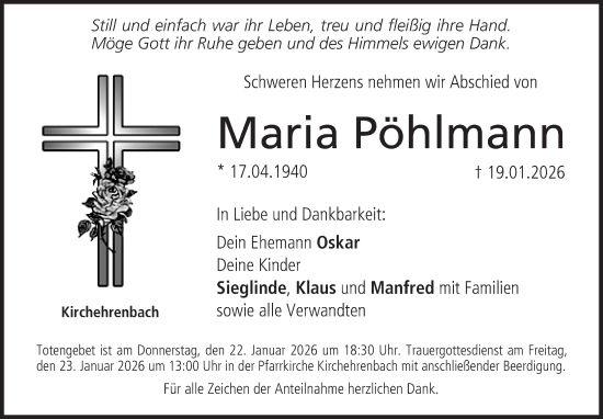 Anzeige von Maria Pöhlmann von MGO