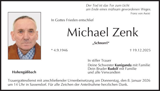 Anzeige von Michael Zenk von MGO