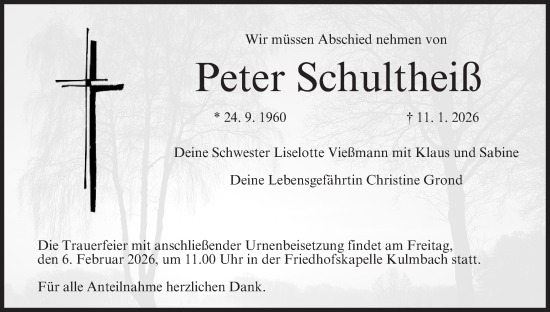 Anzeige von Peter Schultheiß von MGO