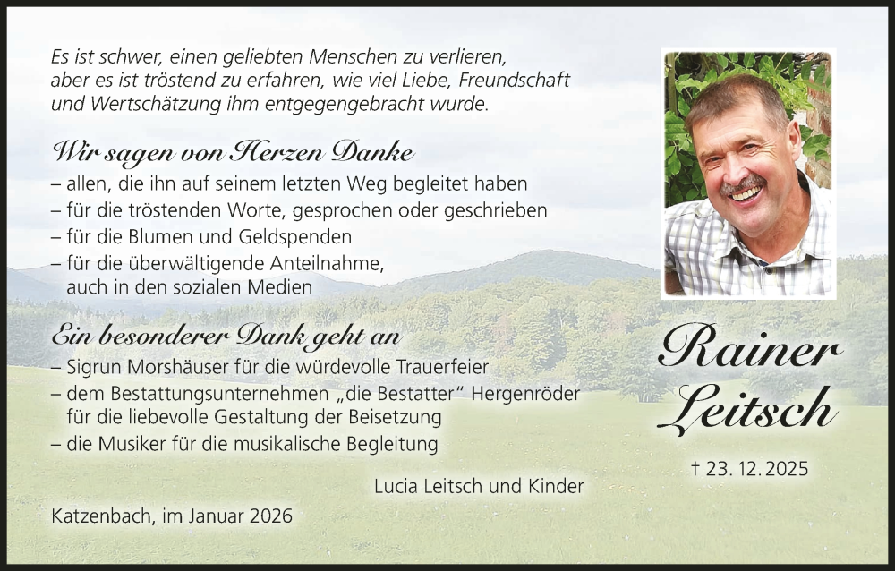  Traueranzeige für Rainer Leitsch vom 31.01.2026 aus MGO
