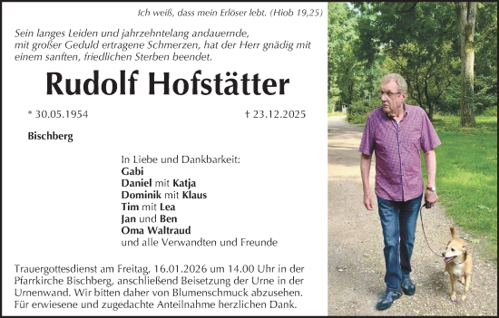 Anzeige von Rudolf Hofstätter von MGO