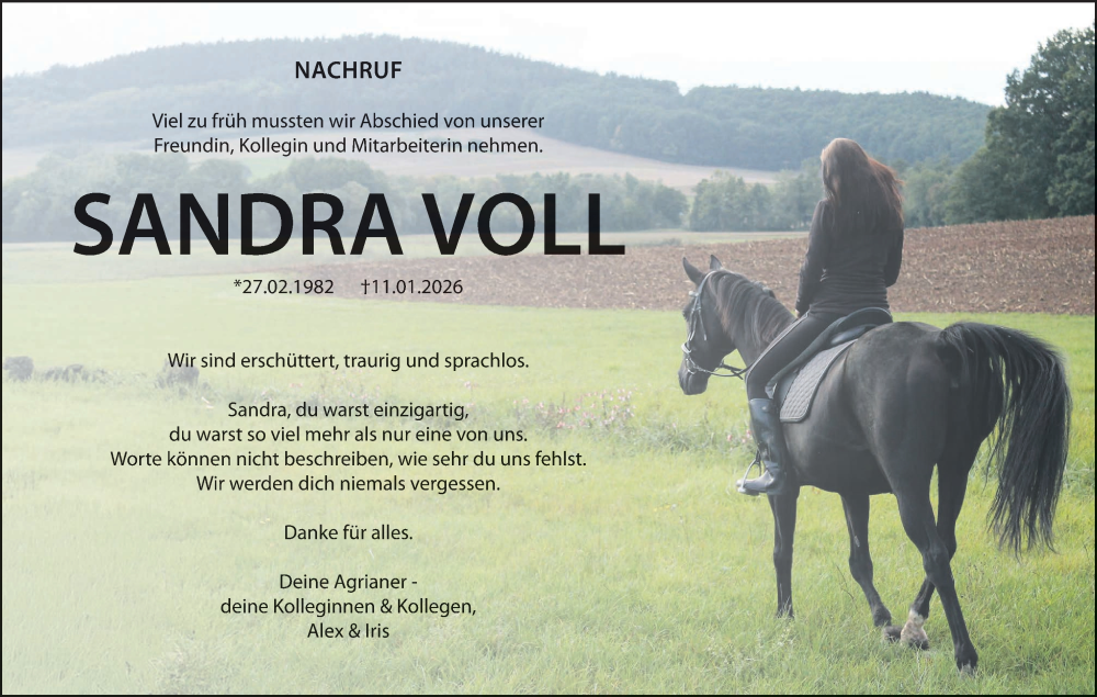  Traueranzeige für Sandra Voll vom 31.01.2026 aus MGO