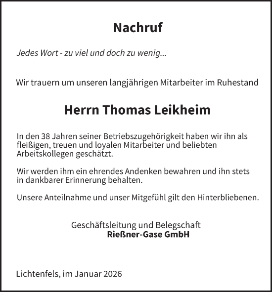 Anzeige von Thomas Leikheim von MGO