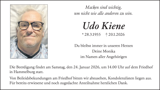 Anzeige von Udo Kiene von MGO