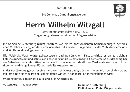 Anzeige von Wilhelm Witzgall von MGO