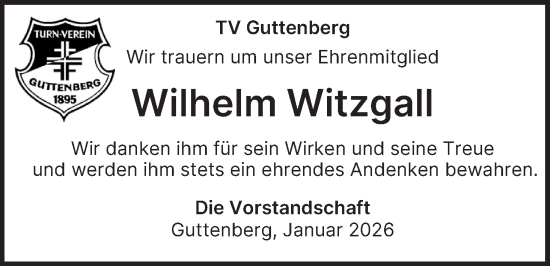 Anzeige von Wilhelm Witzgall von MGO