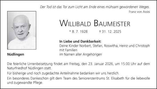Anzeige von Willibald Baumeister von MGO