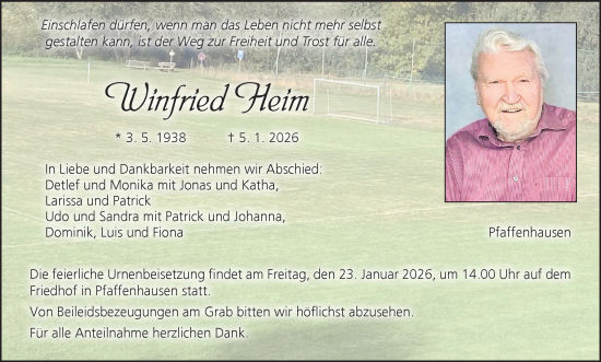 Anzeige von Winfried Heim von MGO