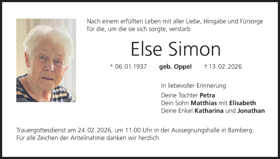 Anzeige von Else Simon von MGO