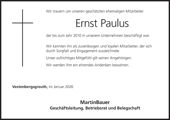 Anzeige von Ernst Paulus von MGO