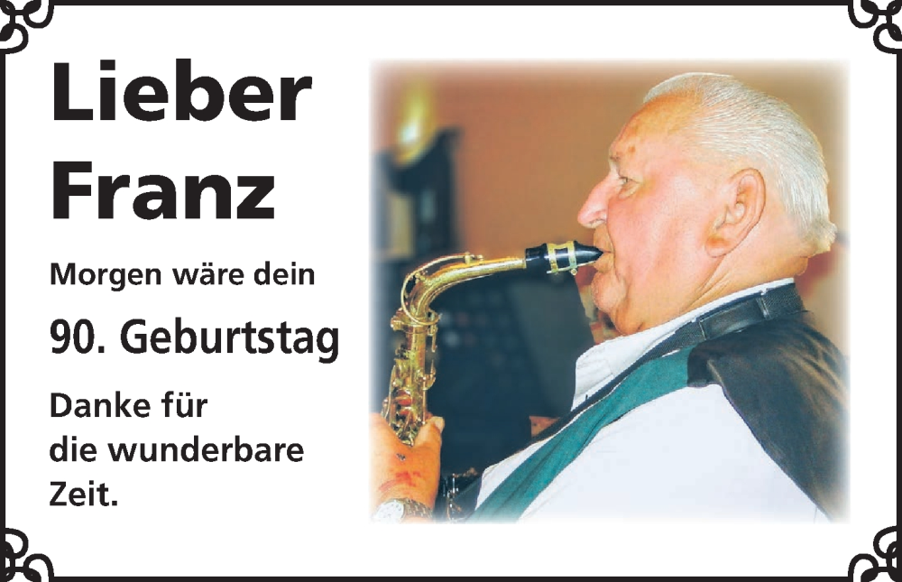  Traueranzeige für Franz  vom 07.02.2026 aus MGO