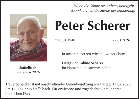 Anzeige von Peter Scherer von MGO