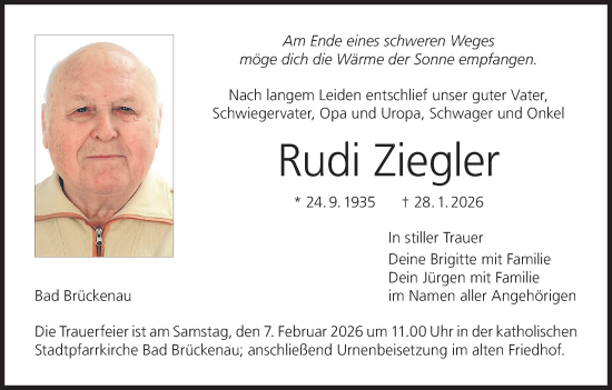 Anzeige von Rudi Ziegler von MGO