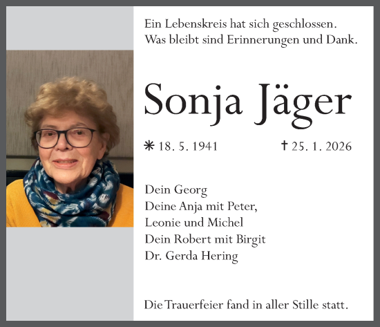 Anzeige von Sonja Jäger von MGO